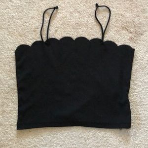 Black scalloped tank top